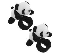 Parliky 2Pcs Cute Panda Plush Bike Handlebar Decorations Cotton Animal Snap Bracelets for Mountain Bike Accessories Soft Handlebar Slap Bands for Cycling Gear