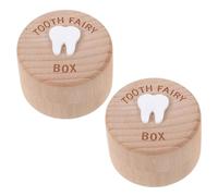 Parliky 2pcs Dental Storage Box Wooden Boys and Girls Tooth Fairy Keepsake Box Lost Teeth Holder for Birthday Party Treasure Chest Savers for Boys and Girls