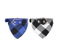 Parliky 2pcs Dog Bandana Collar Check Pattern Triangular Scarf for Pet Harness Leash Safe and Comfortable