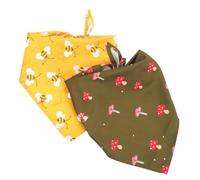 Parliky 2pcs Dog Bandana Printed Neckerchief for Dogs Bee Mushroom Patterns for Birthday Parties Easy to Clean Comfortable Wear for Pets