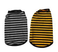 Parliky 2PCS Dog Clothes for Small Dogs, Striped Cotton Pet Vest Tank Top in Grey and Yellow M, Breathable Puppy Shirt for Walking and Home Use
