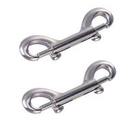 Parliky 2pcs Double Ended Trigger Hook Long Snap Clip, Stainless Steel 316, Silver, Quick Connection Anti-Rust Spring Snap Hook for Boating Applications