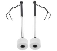 Parliky 2pcs Drumsticks Percussion Kit Stainless Steel Drum Hammers Bass Drum Beaters Felt Mallets Stage Performance Sticks