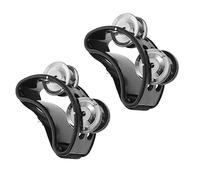 Parliky 2pcs Foot Tambourines Percussion Instrument Black Tambourines Musical Instrument for Adult Boys and Girls Foot Bell Performance Accompaniment Prop