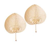 Parliky 2pcs Handmade Bamboo Fans Traditional Large Woven Hand Fan for Home Decor Wedding Party Dance Performance with Natural Toughness and Lightweight Breeze