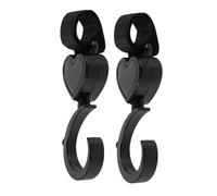 Parliky 2pcs Heart Shaped Rotatable Stroller Hooks Non-Slip Clips for Bags Pram Hooks Stroller Accessories for Shopping Bags Buggy Handle