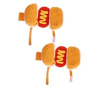 Parliky 2PCS Hot Dog and Hamburger Pet Costume for Small Dogs and Cats Elastic Secure Fit Easy Dressing Warm Cosplay Outfit for Halloween Parties and Birthday Celebrations S