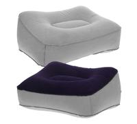 Parliky 2Pcs Inflatable Foot Rest Pad PVC Flocking Portable Travel Footstool Cushion Set with Navy Blue and Light Grey for Office and Outdoor Use