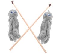 Parliky 2pcs Interactive Cat Stick Teaser Toy Plush Fishing Pole for Indoor Cats Engaging Exercise and Fun Durable Design for Active Playtime and Healthy Lifestyle