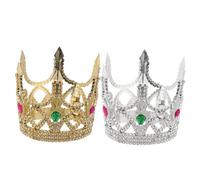 Parliky 2Pcs King Crown Party Headdress Reusable Plastic Halloween Costume Props for Adults Royal Medieval Dress Up Accessories