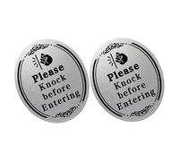 Parliky 2pcs Knock Sign for Office Meeting Knockers The Handle Slide Drill Front Enter Worker Door Signs for Home Occupy Sleeping Side Hotel Wall Bottom Stoppers Battery Is Ring Pvc Black