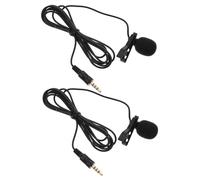 Parliky 2pcs Laptop Collar Clip Microphone with High Sensitivity and Wide Range, Black Mini Clip-on Mic Compatible with Phones and Laptops for Online Courses and Recordings