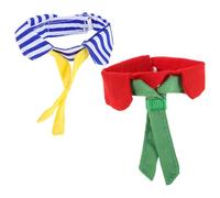 Parliky 2pcs Lightweight Polyester Bird Necktie Collar with Quick Release for Parrots, Chicks, and Small Birds - Striped Decorative Animal Tie for Party, Holiday Dress Up and Photo Props