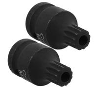 Parliky 2pcs Low Profile Triple Square Bit Socket for Brake Caliper Screw Removal Impact-Ready Square Drive Remover Tool for Car Maintenance Ergonomic Stubby Design Compatible with