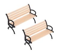 Parliky 2PCS Miniature Park Bench Model Dollhouse Garden Chairs Mini Village Furniture Accessories for DIY Decor Cake Toppers Micro Landscape Ornamental Seating