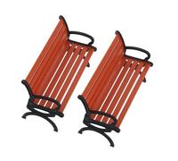 Parliky 2pcs Miniature Park Street Chair Realistic Tiny Furniture for Dollhouse Decor Mini Bench for Fairy Garden and Micro Landscape Brown-red Finish Scale Model