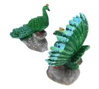 Parliky 2pcs Miniature Resin Peacock Figurines for Garden and Outdoor Decorations Detailed Mini Peacock Statues for Fairy Gardens Dollhouses Bonsai and Home