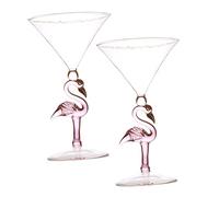Parliky 2Pcs Pink Frosted Flamingo Glasses Multi Function Wine Goblets for Wedding Party Cocktail Bar Easy to Clean