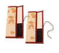 Parliky 2pcs Portable Bamboo Brush Mat Case for Artists Brush Storage Organizer with Canvas Wrap Convenient for Travel Home and Classes for Paint