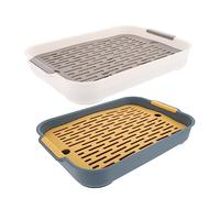 Parliky 2pcs Rabbit Litter Box Set Anti-fall Plastic Pet Toilet for Indoor Bunnies and Small Animals Square Design in Moon White for Rabbits and Hamsters