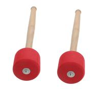 Parliky 2pcs Red Drum Mallets with Wood Handle Ergonomic Bass Drumsticks for Beginners and Marching Band Percussion Players for Rhythm Practice and Performance