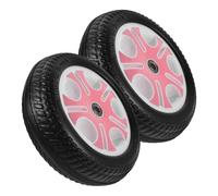 Parliky 2pcs Replacement Rear Wheels for Tricycles, Sturdy Pink and White Bike Wheels, Suitable for Tricycle Accessories and Training Bicycles