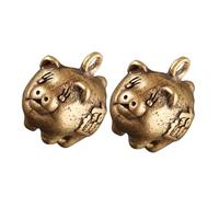 Parliky 2Pcs Retro Brass Piggy Pendant Keyring Small Chic Multi-purpose DIY Craft Accessories with Fine Texture and Design Compact Gift for Collectors and Friends