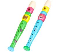 Parliky 2pcs Six Hole Recorder Music for Educational Plastic Instrument with Cartoon Patterns Safe Smooth Surface Random Color Early Learning Musical Boys Random Color