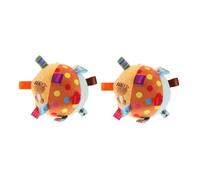 Parliky 2pcs Soft Plush Montessori Ball with Bells for Sensory Development Auditory Stimulation and Early Education Comforter with Exploratory Tags Safe and Decorative Nursery Crib