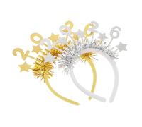 Parliky 2pcs Sparkly Year Headband with Glitter Stars for Festive Celebrations and Year's Eve Parties Glamorous Holiday Hairband Accessories for Family Gatherings and Friend Events