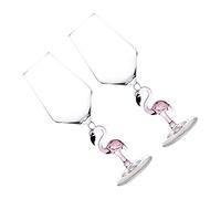 Parliky 2Pcs Stylish Flamingo Designed Pink Frosted Glass Cocktail Wine Cups Multi Function Glasses for Parties Weddings Birthdays