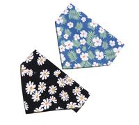 Parliky 2pcs Stylish Pet Bibs Dog Scarf for Outdoor Use Creative Triangular Design Prevents Messy Eating Daisy Black