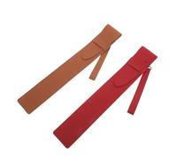 Parliky 2Pcs Vintage PU Leather Drumstick Cases with Lanyard, Portable Marching Band Stick Holders for Drummers, 16.7X2.6In Protective Bags for Drumsticks in Yellow Brown and Red