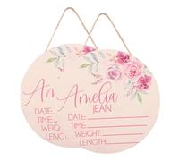 Parliky 2pcs Wooden Announcement Signs for Nursery Birth Souvenir Name Plaques Newborn Photo Props Birth Record Decor