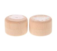 Parliky 2pcs Wooden Baby Tooth Keepsake Box with Smooth Finish for Boys and Girls, Round Trinket Box Organizing Lost Teeth, Gift for Baby Shower and Birthday