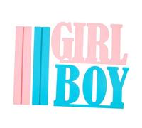 Parliky 2pcs Wooden Gender Reveal Ornaments Party Desktop Decor with Bright Colors Romantic Shower Decorations for Boys and Celebration