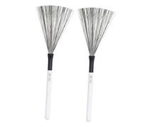 Parliky 2pcs Wooden Handle Drum Wire Brush for Jazz Drums Steel Wire Brushes for Drummer Playing Beginner Practice Youth Bands Lightweight and Balanced Design