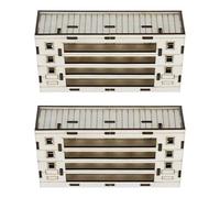 Parliky 2pcs Wooden House Model Modern Wooden House Craft Miniature Craft Beige