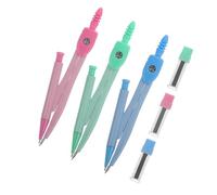 Parliky 3 Sets Metal Drafting Compasses for Students Circle Drawing Tools School Maths Supplies with Sturdy Build in Blue Pink Green