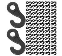 Parliky 300pcs Black Plastic S Shaped Tent Hooks for Rv Awning Canopy Light Hanging, Outdoor Camping Rope Hooks for Party and Hiking Tent Accessories