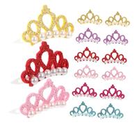 Parliky 30PCS Crown-Shaped PET Hair Clips for Dogs Lovely Dog Headdress Ornaments Delicate Pearl Hairpins Summer PET Headwear Supplies for Yorkshire Terriers