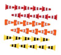 Parliky 30pcs Miniature Traffic Cones and Road Signs for Colorful Plastic Roadblock with Barricades Safe Educational Play Props for Family Interaction and Creative Traffic Scene Simulation