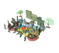 Parliky 37pcs Military Model DIY Simulation Soldier Scene Playset with Tanks Aircraft Flags Trees Imaginative Military Play for Boys and Party Favor