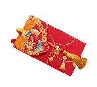 Parliky 3D Embroidered Chinese New Year Red Envelopes Fabric Lucky Money Packets for Lunar New Year Prosperity Wealth Celebration