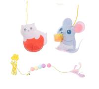Parliky 3pcs Cat Teaser Toys Mouse Interactive Pet Swing for Indoor Cats Fun Hanging to Activate Hunting Instincts Lightweight Portable Play Accessories