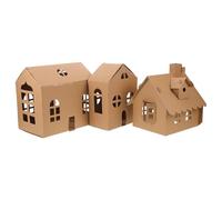 Parliky 3pcs DIY Cardboard Playhouse Kit Lightweight Recyclable Paper Material Easy Assembly for Kindergarten Craft Activities Enhances Creativity Motor Skills and Spatial Awareness