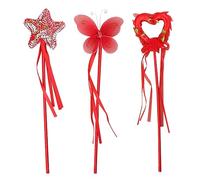 Parliky 3pcs Fairy Wand with Pentagram Heart Red Pink Magical Sticks for Birthday Party Cosplay gift for for for for for for for Year Old Celebration