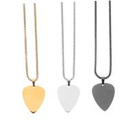 Parliky 3pcs Guitar Pick Pendant Necklace Lightweight Titanium Stainless Steel Music Charm Jewelry for Men Women Stylish Accessory in Gold Silver Black