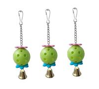 Parliky 3pcs Hanging Bells Birds Playground Relaxing Toy Pet Training Aid for Small Parrots Birds Chewing Toy for Birdcage Random Color