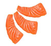 Parliky 3pcs Lifelike Simulated Salmon Slices Artificial Fish Meat Models Realistic Kitchen Showcase Decor Restaurant Fake Food Photo Props for Home Bar Store Display